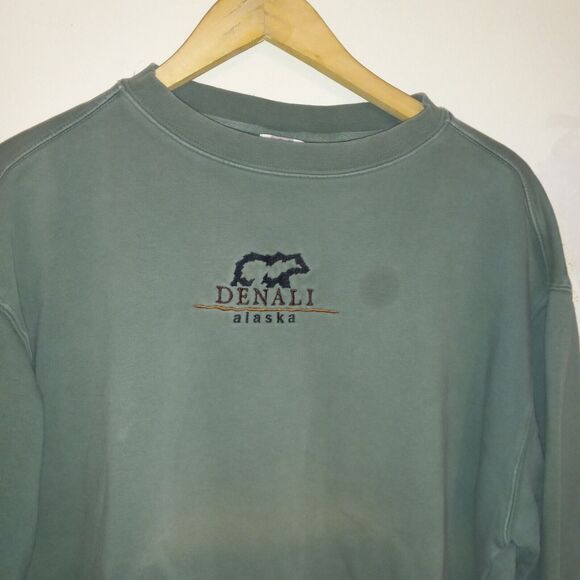 Vtg Denali Alaska Sweatshirt-Large-Embroidered Bear-Suttons Sportswear-Distresse - Picture 2 of 9